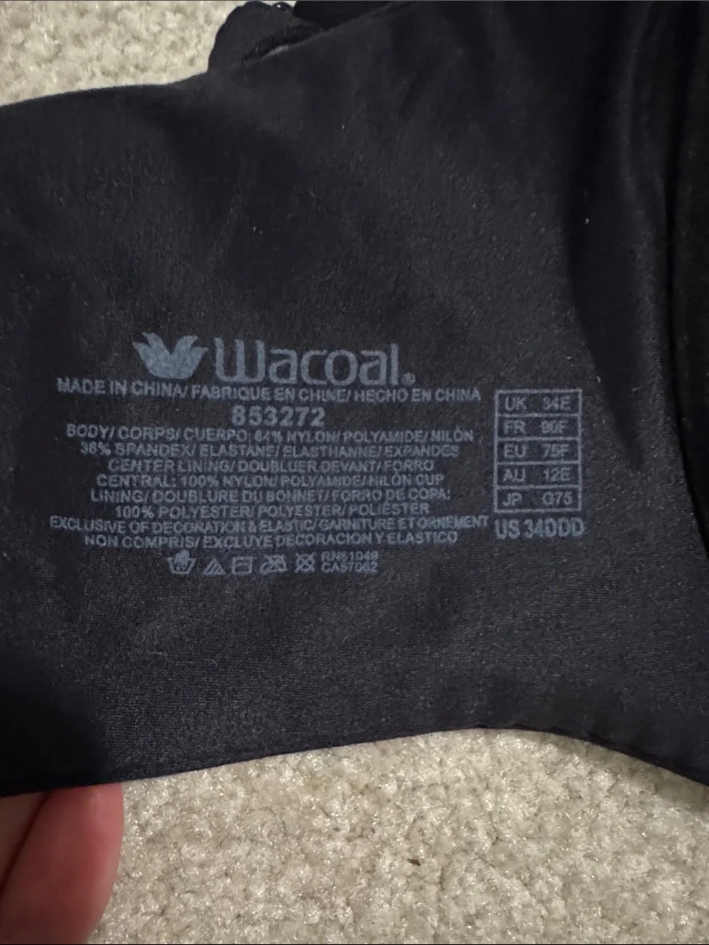 Wacoal Sub Sensuality Plunge Bra Black Convertible Underwire 853272 NWT-34DDD